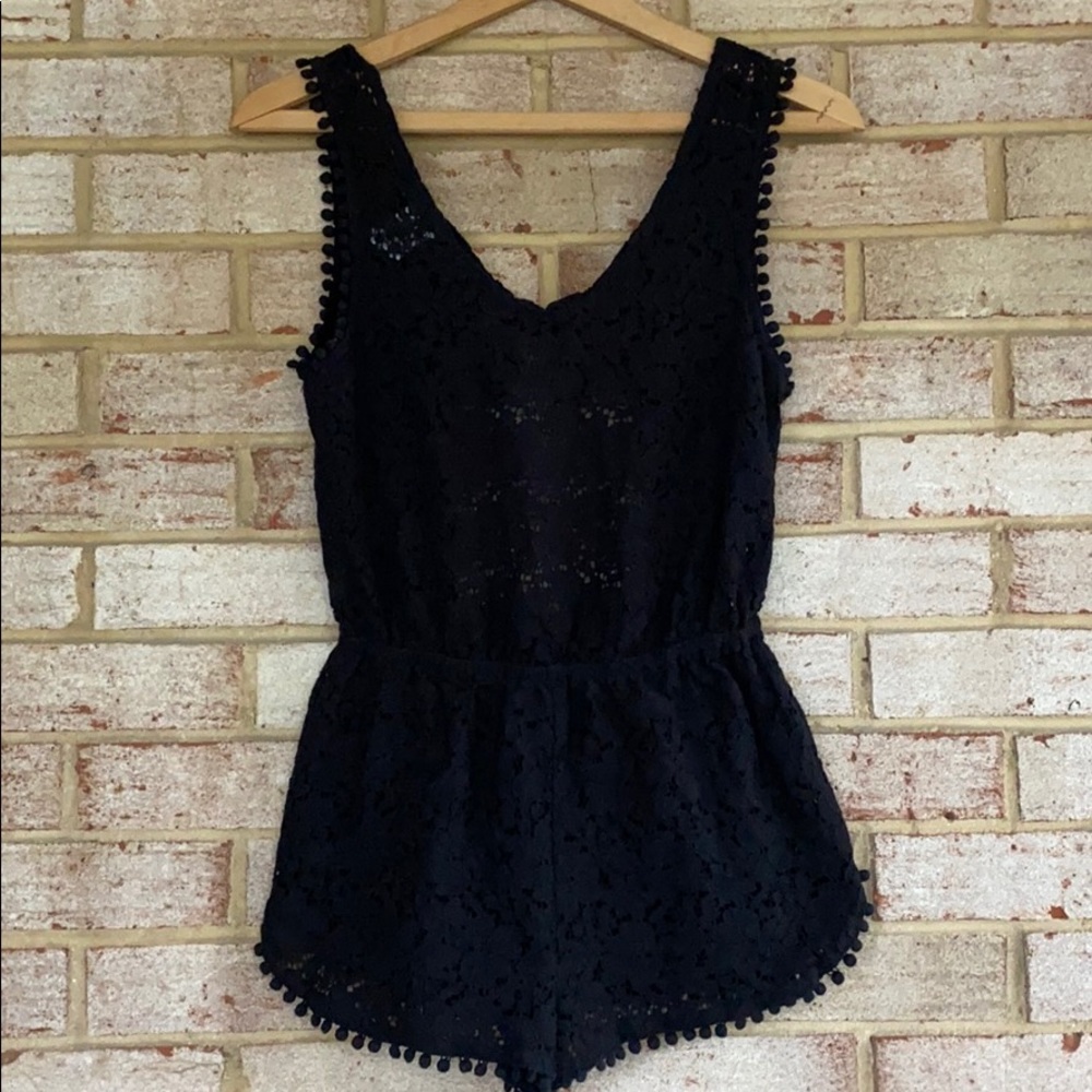 Black lace romper swim coverup